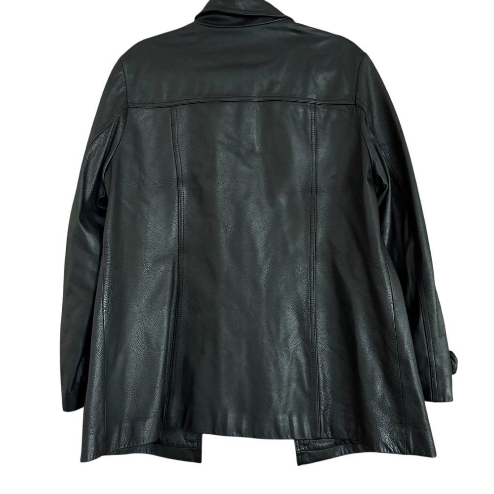 Vintage Y2K Eddie Bauer Women’s Black Leather Car Coat Casual Streetwear Sz L - Picture 5 of 13